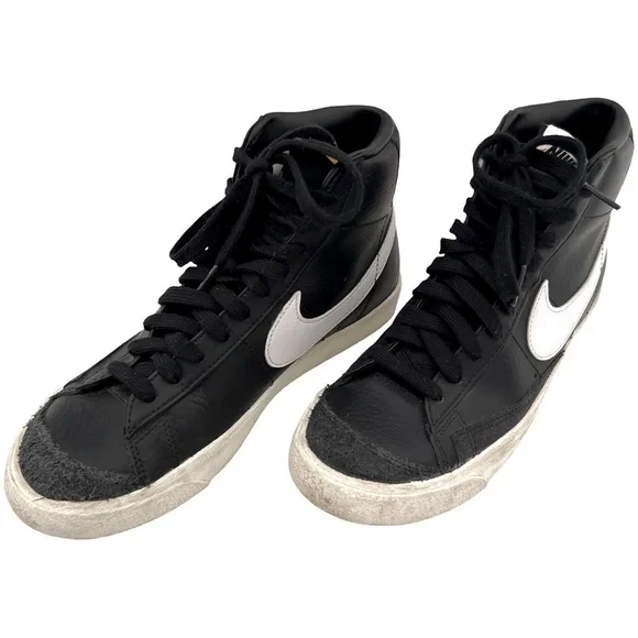 NIKE • Black & White High Top Blazer Mid '77 Vintage Unisex Sneakers Shoes - Picture 3 of 11